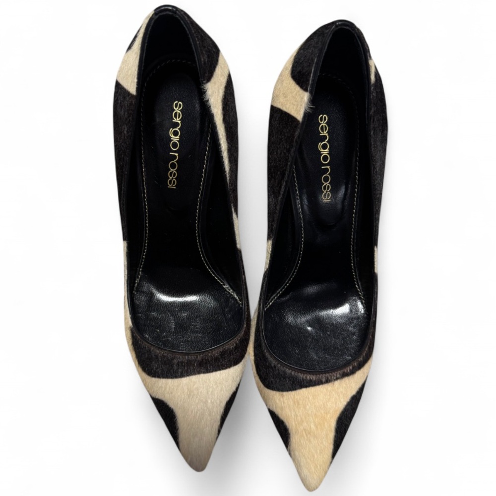 Sergio Rossi Black and Cream Heels